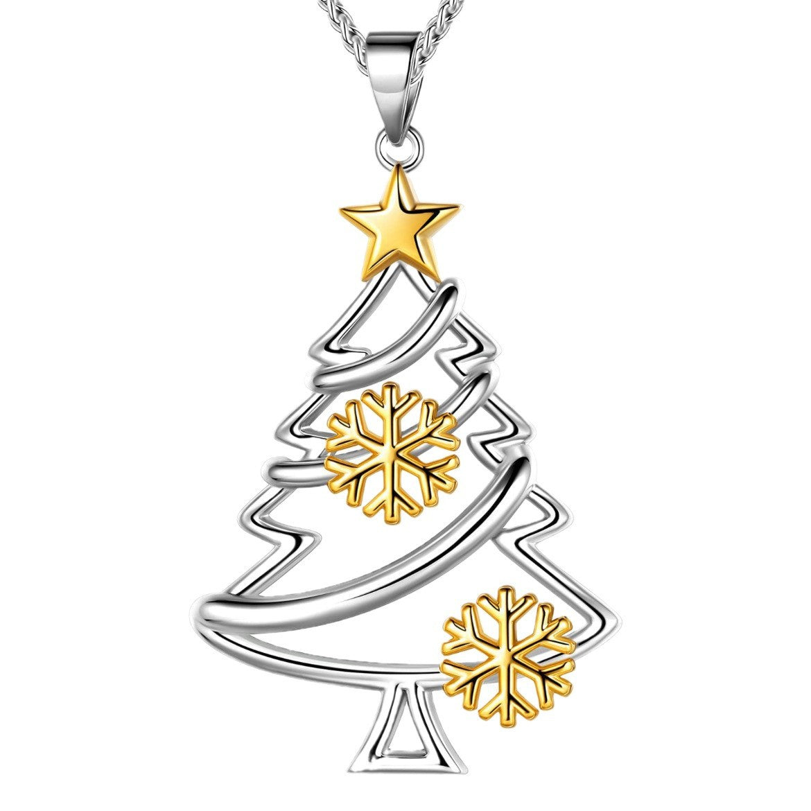 Christmas Tree Pendant Necklace Hollow Out Snowflake Pendant Gift for Women
