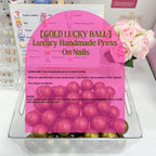 Christmas【GOLD LUCKY BALL】Luxury Handmade Press On Nails 10pcs/set + Mystery Accessories