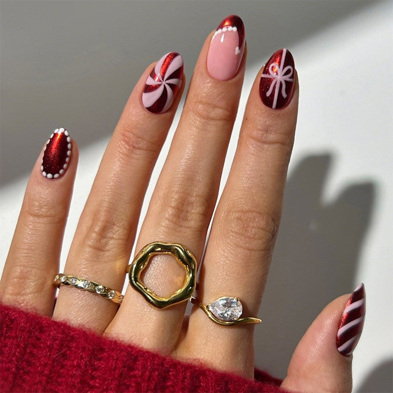 [Christmas Charming]   Short/Almond Nails   press on nails   24pcs/set