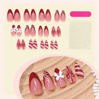 [Christmas Bowknot]   Medium/Almond Nails   press on nails   24pcs/set