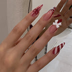 [Christmas Bowknot]   Medium/Almond Nails   press on nails   24pcs/set