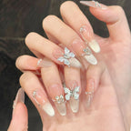 [3D Dancing Butterfly]   (Handmade press on nails)  Long/Oval Nails 10pcs/set