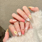 [3D Yellow Flower ]   (Handmade press on nails)  Medium/Oval Nails 10pcs/set