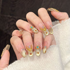 [Gloden Queen]   (Handmade press on nails)  Medium/Ballerina Nails 10pcs/set