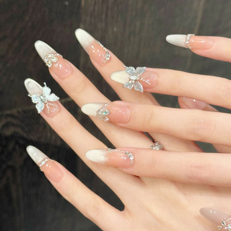 [3D Dancing Butterfly]   (Handmade press on nails)  Long/Oval Nails 10pcs/set