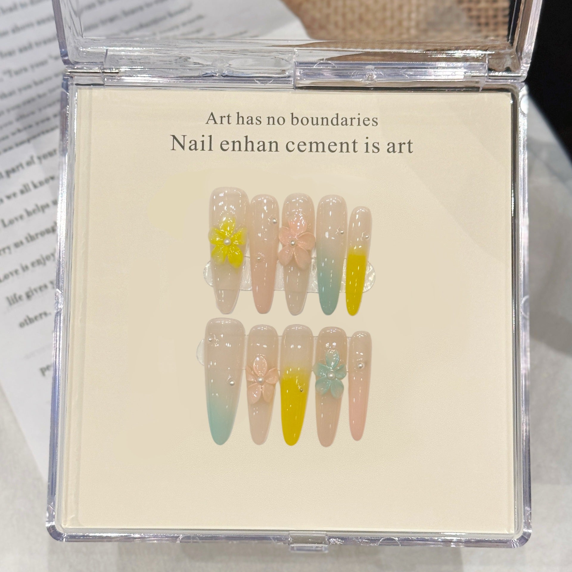 [3D Colorful Hot Flower]   (Handmade press on nails)  Long/Stiletto Nails 10pcs/set