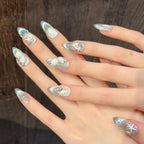 [Blue Ocean]   (Handmade press on nails)  Medium/Almond Nails 10pcs/set