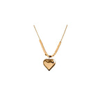 Love Heart Pendant Necklace With Dainty Square Cube Pendant Chain for Women