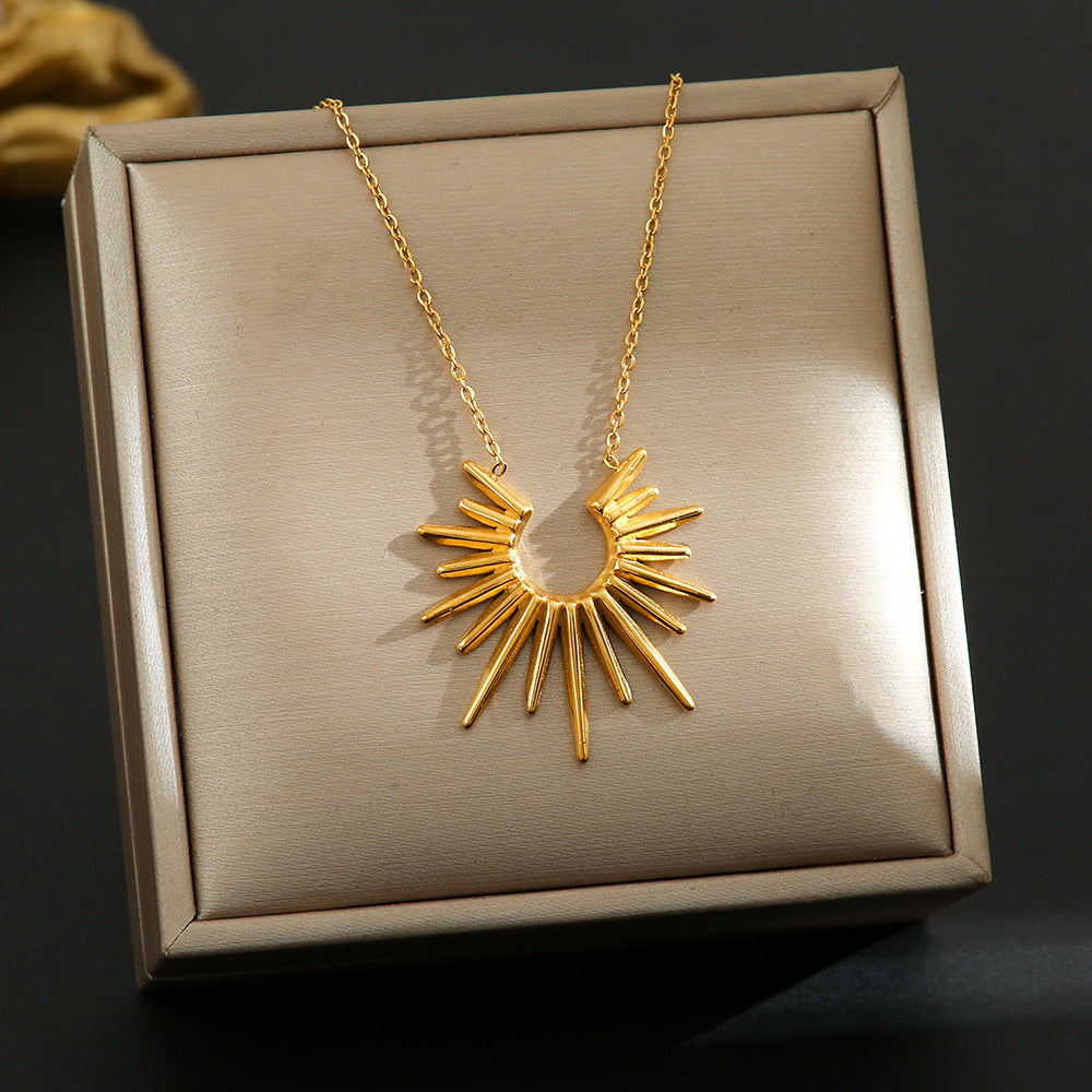 Vintage Sunflower Necklace Surgical Steel Botanical Jewelry for Women