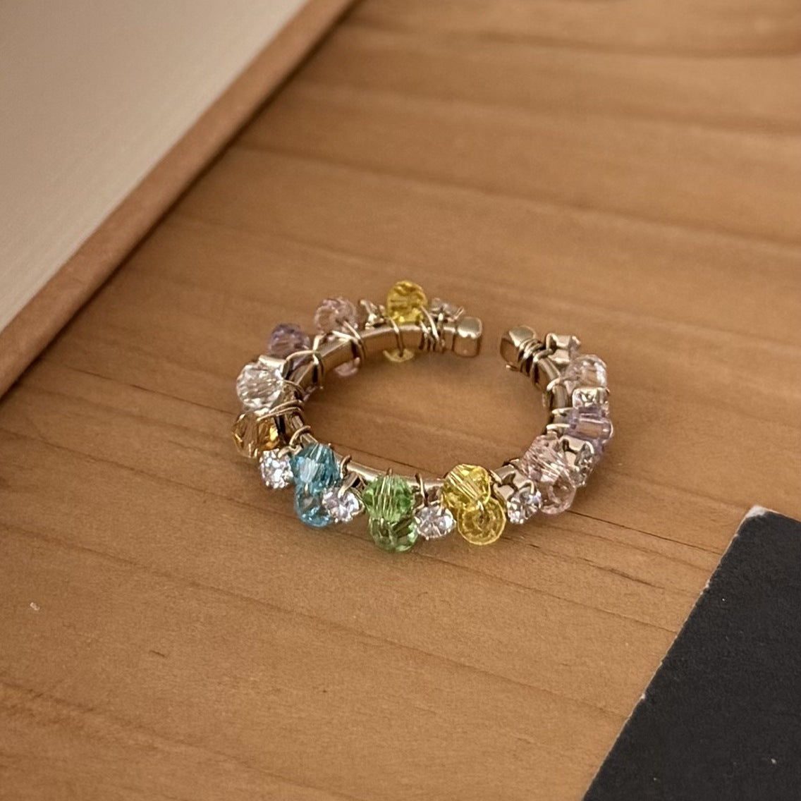 Luxury Handmade beaded Adjustable ring Niche Elegance Open ring Fashion Jewelry