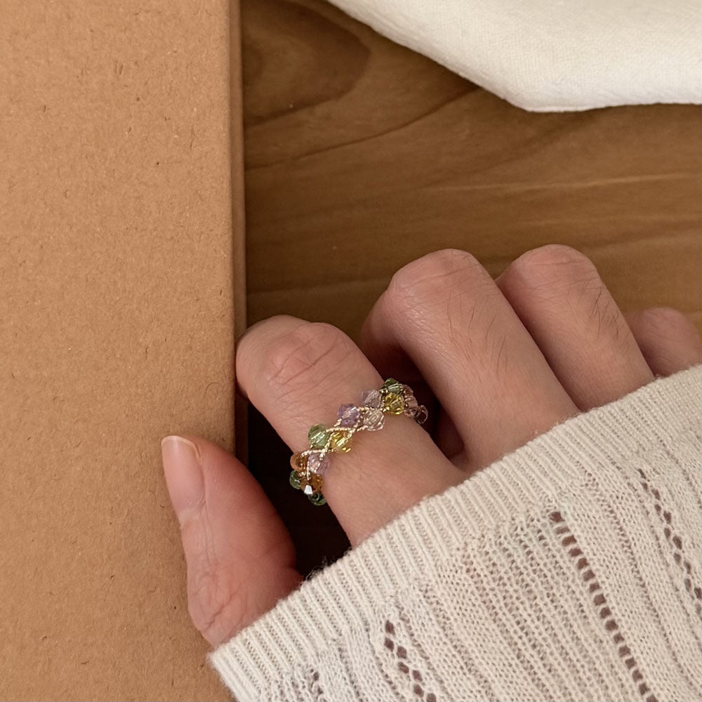 Luxury Handmade beaded Adjustable ring Niche Elegance Open ring Fashion Jewelry