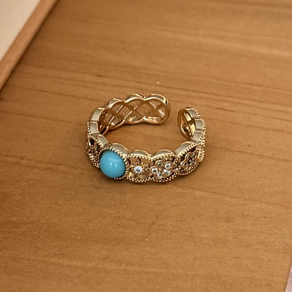 Luxury Handmade beaded Adjustable ring Niche Elegance Open ring Fashion Jewelry