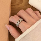 Vintage Flower Buckle Ring Niche Coffee Golden adjustable Ring Fashion Jewelry