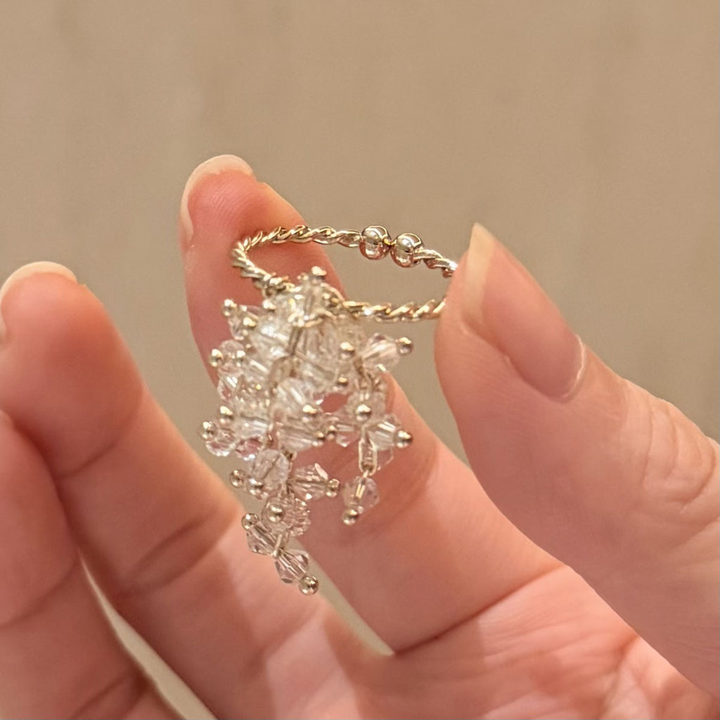 Luxury Handmade beaded Adjustable ring Niche Elegance Open ring Fashion Jewelry