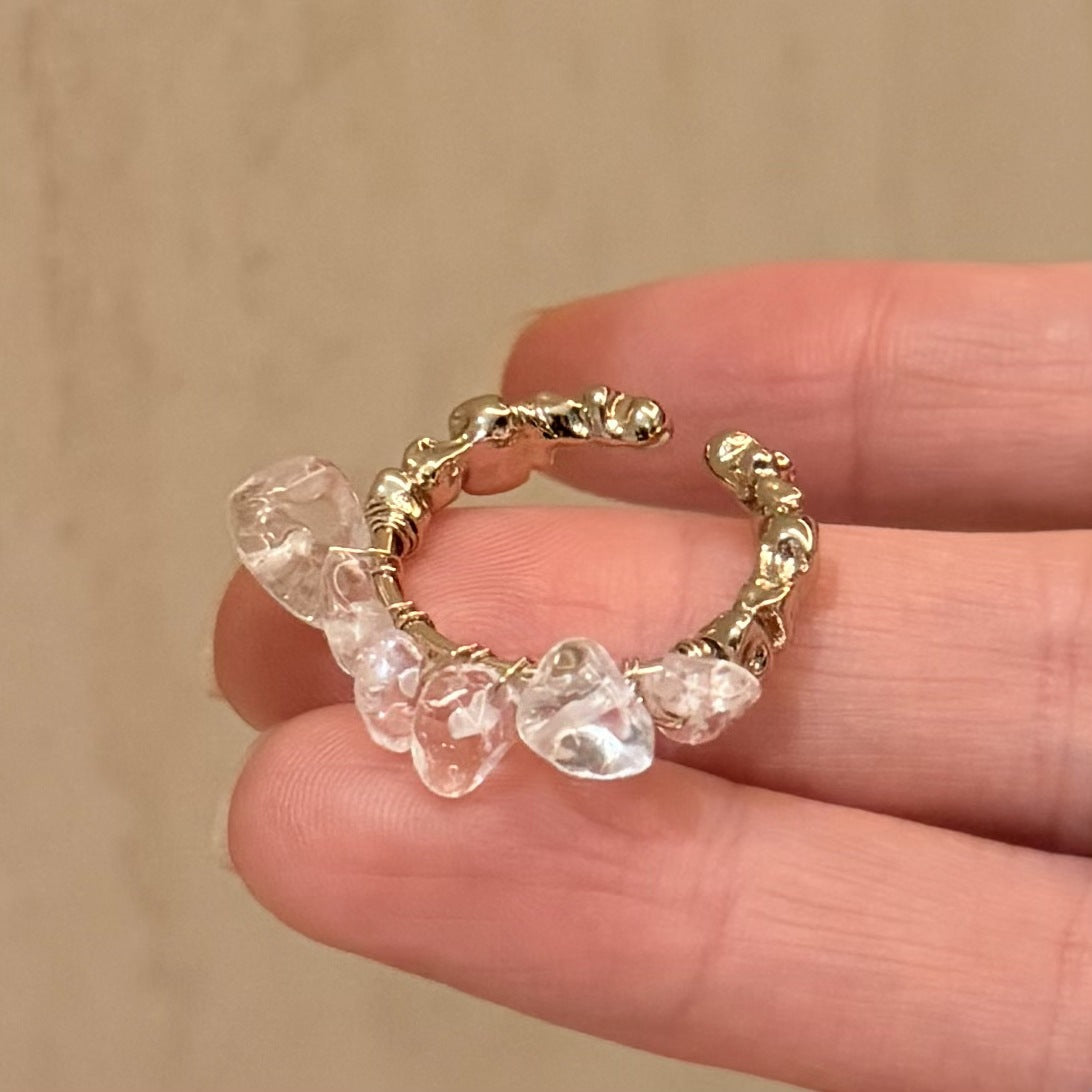 Luxury Handmade beaded Adjustable ring Niche Elegance Open ring Fashion Jewelry