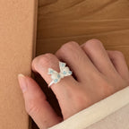 Silver Plated Lace Ring for Women Elegant  Adjustable Open Ring Niche design Fashion  Jewelry