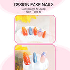 [Ocean Orange]   Medium/Almond Nails   press on nails   24pcs/set