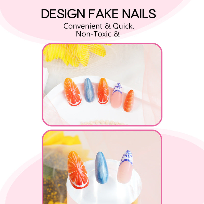 [Ocean Orange]   Medium/Almond Nails   press on nails   24pcs/set