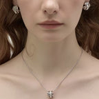 Minimalist Titanium Gold Plated Necklace Earrings Artistic Mother-of-Pearl Rolling Bead Necklace Earrings Fashion Jewelry