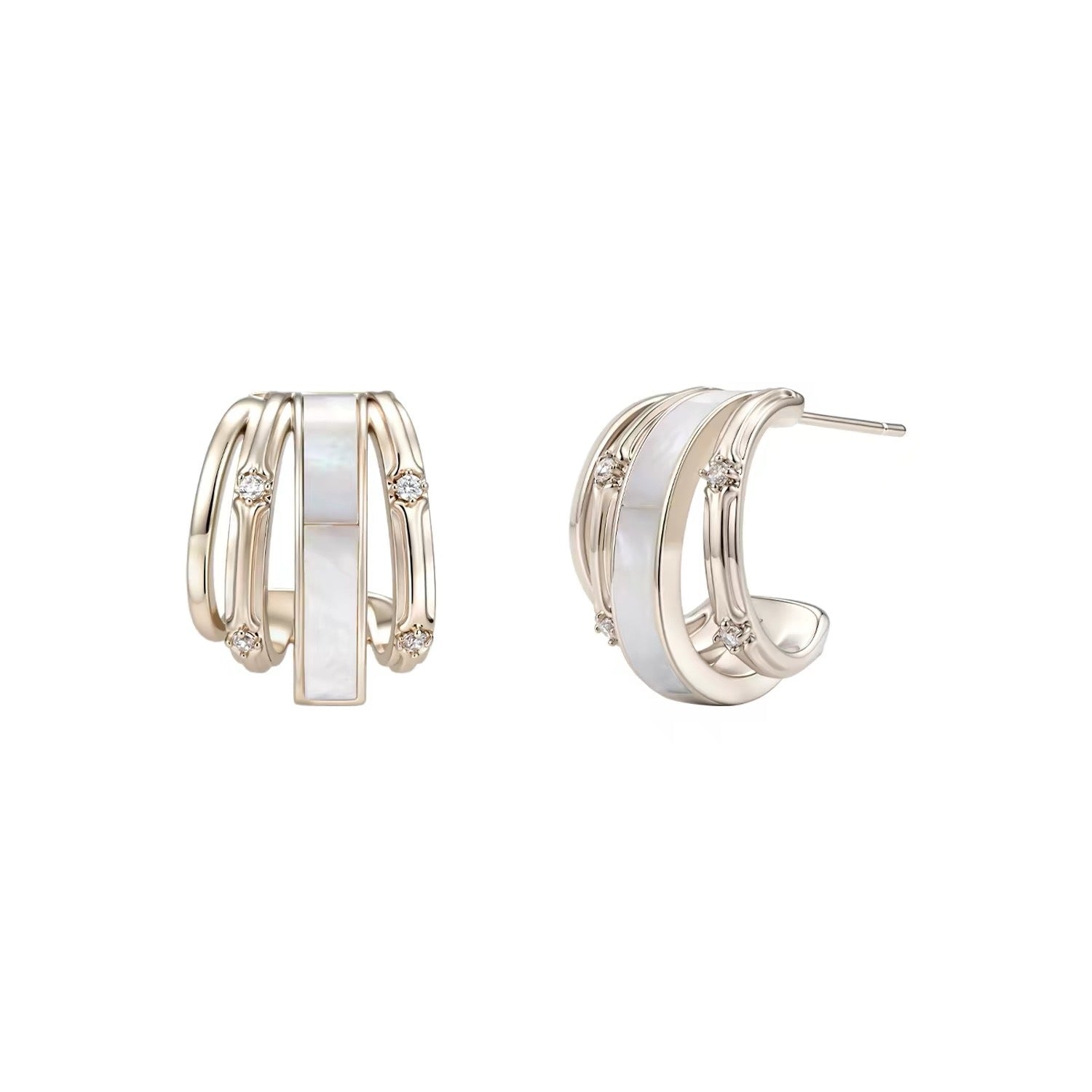 Minimalist Titanium Gold Plated Necklace Earrings Artistic Mother-of-Pearl Rolling Bead Necklace Earrings Fashion Jewelry