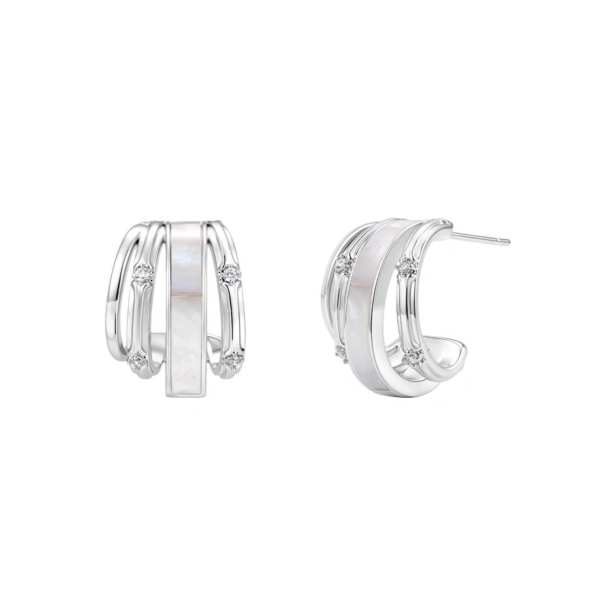 Minimalist Titanium Gold Plated Necklace Earrings Artistic Mother-of-Pearl Rolling Bead Necklace Earrings Fashion Jewelry
