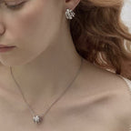 Minimalist Titanium Gold Plated Necklace Earrings Artistic Mother-of-Pearl Rolling Bead Necklace Earrings Fashion Jewelry