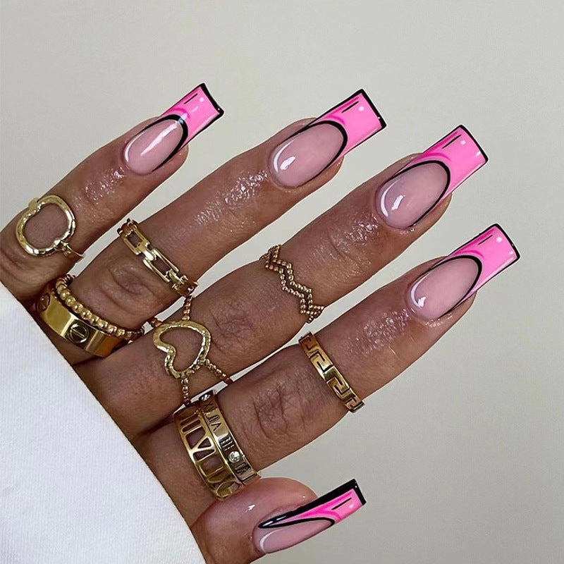 [Sweet Pink Graffiti ]   Long/Coffin Nails    press on nails   24pcs/set