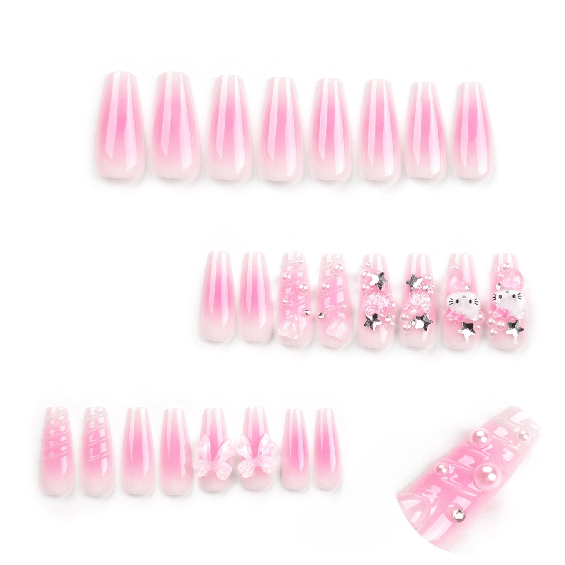 [Pink Sweet Cat]   Long/Coffin Nails    press on nails   24pcs/set