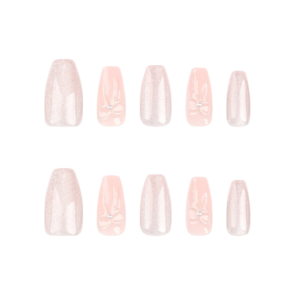 [3D Pink Bowknot]   Medium/Ballerina Nails    press on nails   24pcs/set