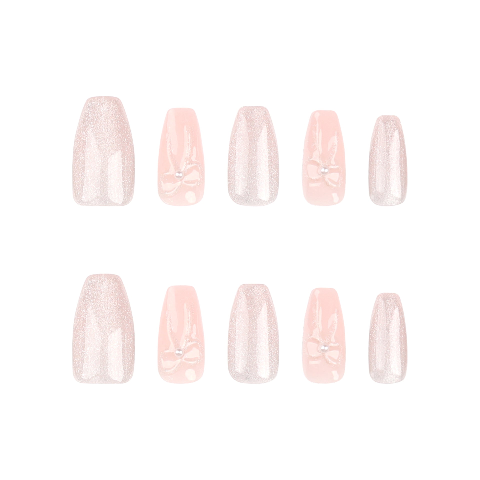 [3D Pink Bowknot]   Medium/Ballerina Nails    press on nails   24pcs/set