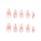 [3D Pink Butterfly]   Medium/Almond Nails    press on nails   24pcs/set