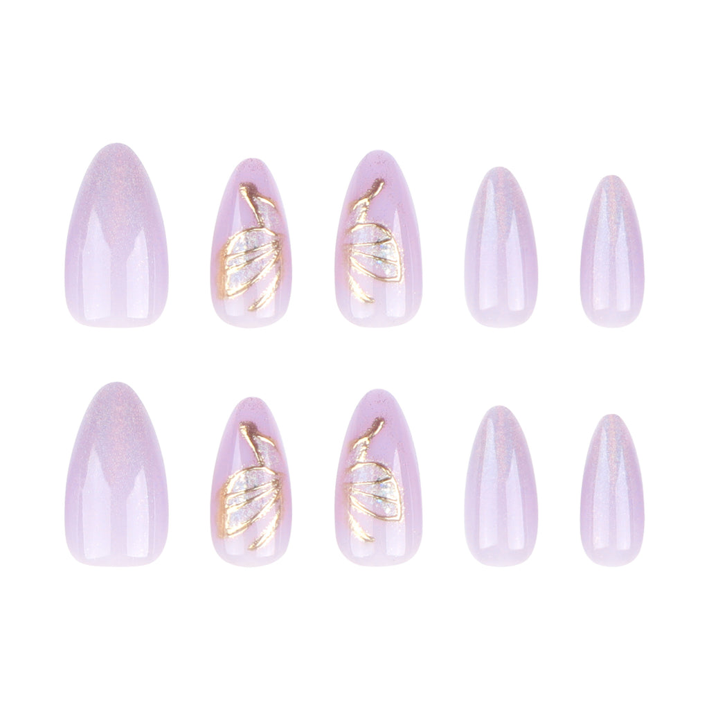 [Purple Butterfly]   Medium/Almond Nails    press on nails   24pcs/set