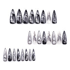 [Dark Black Butterfly]   Long/Stiletto Nails    press on nails   24pcs/set