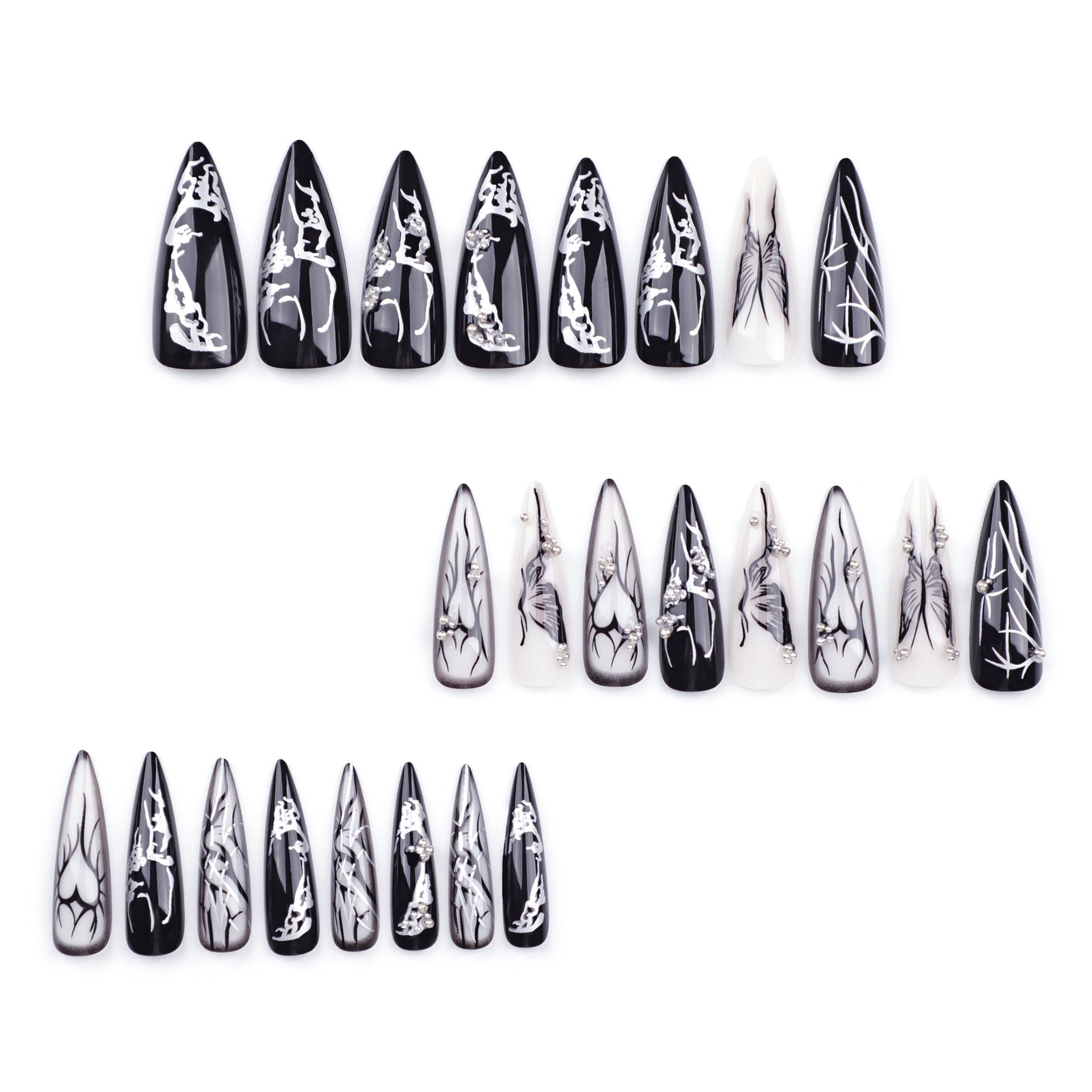 [Dark Black Butterfly]   Long/Stiletto Nails    press on nails   24pcs/set