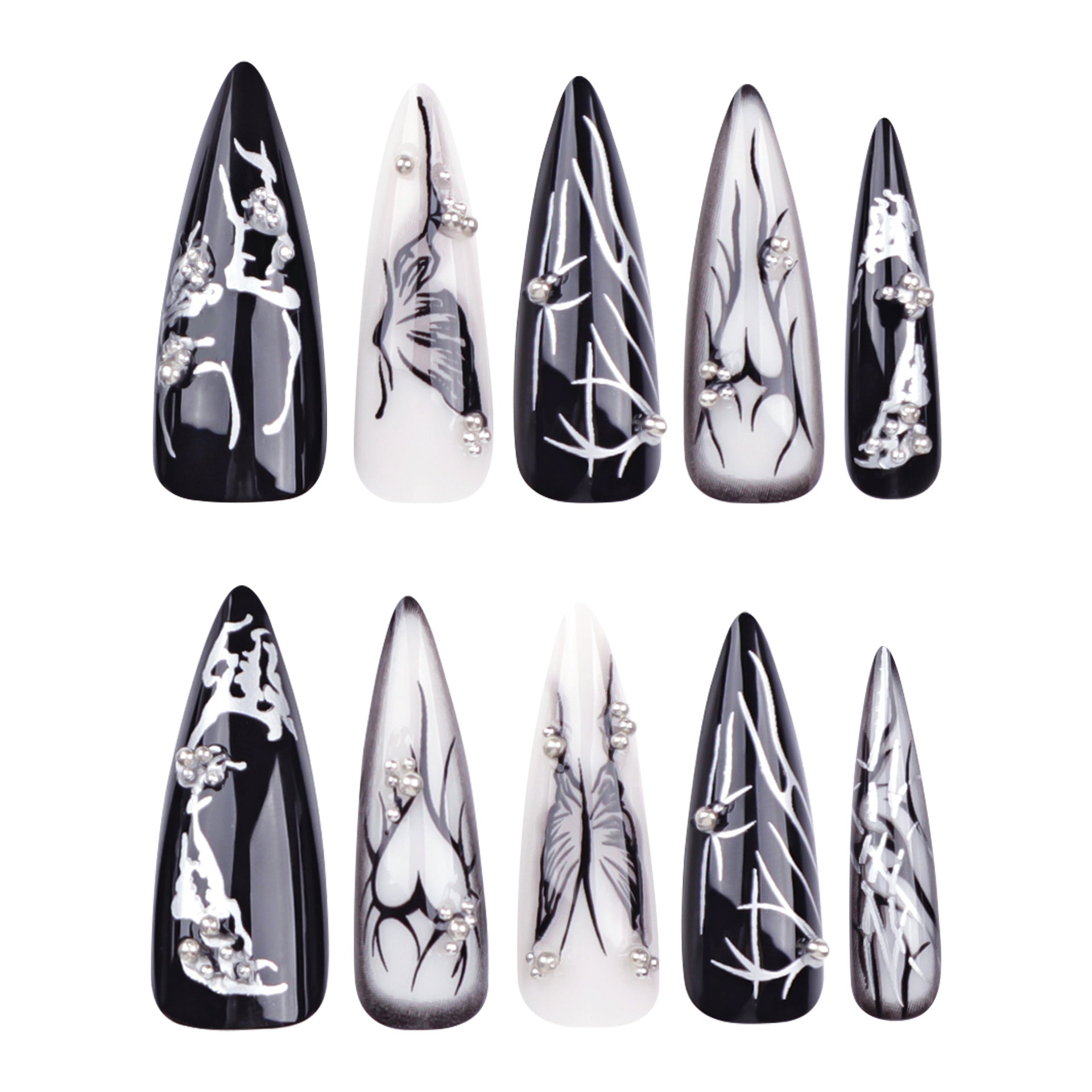 [Dark Black Butterfly]   Long/Stiletto Nails    press on nails   24pcs/set