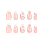 [Elegent Flowers Bowknot]   Medium/Almond Nails    press on nails   24pcs/set