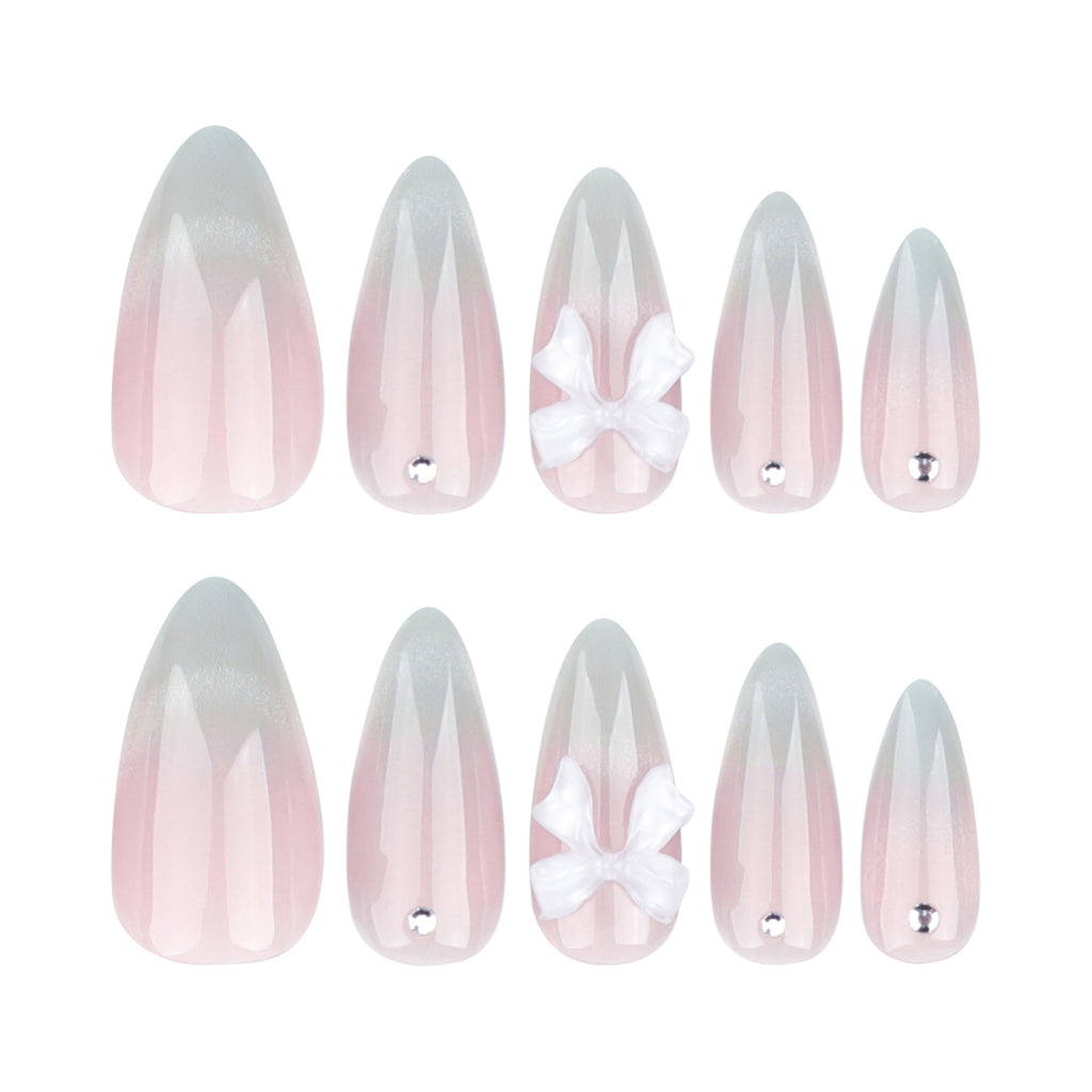 [Moderm Charming Bowknot]   Medium/Almond Nails    press on nails   24pcs/set