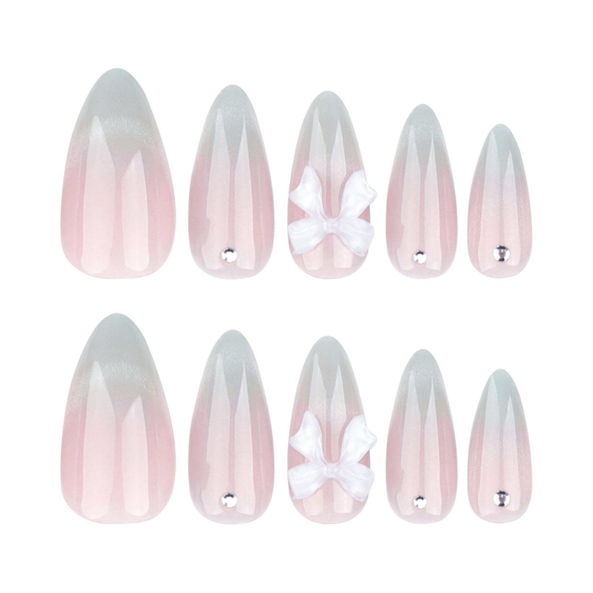 [Moderm Charming Bowknot]   Medium/Almond Nails    press on nails   24pcs/set