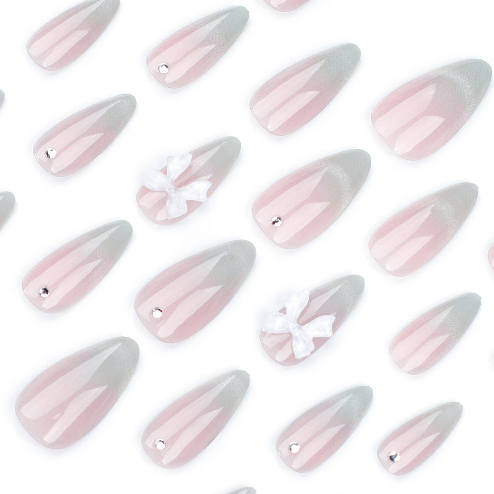 [Moderm Charming Bowknot]   Medium/Almond Nails    press on nails   24pcs/set