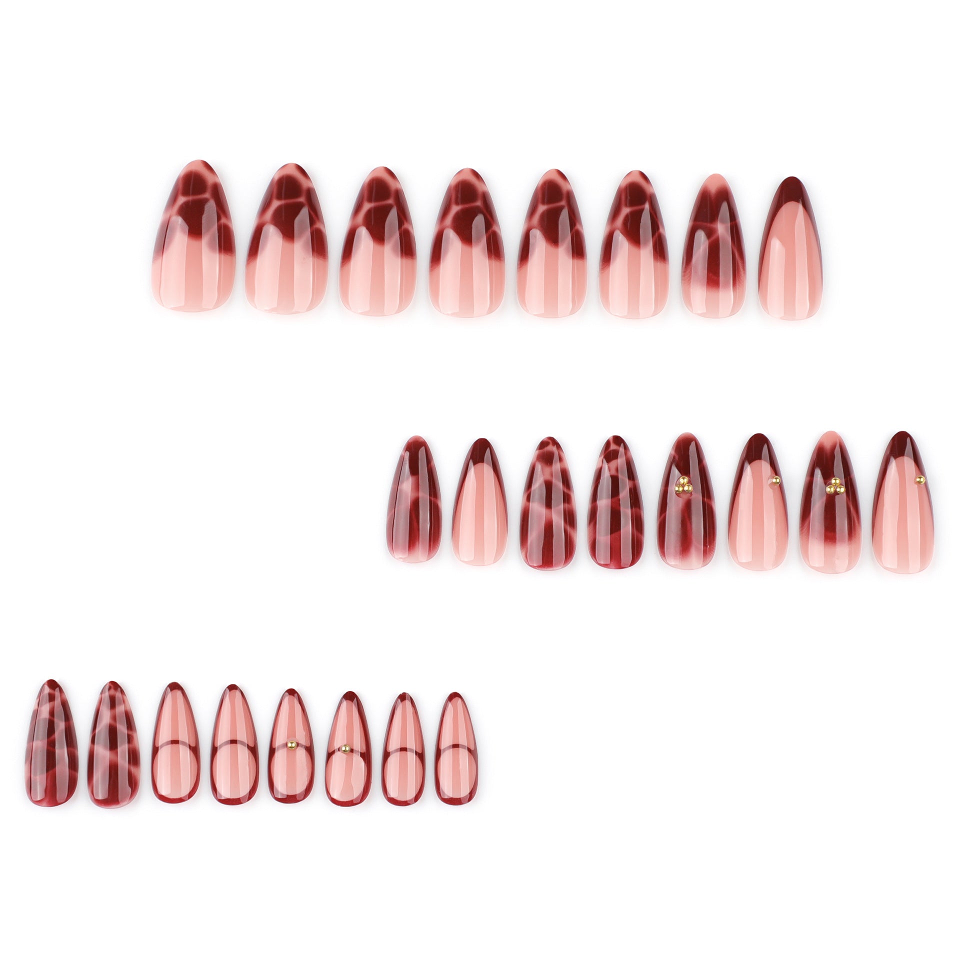 [Wine Red Petals]   Medium/Almond Nails    press on nails   24pcs/set