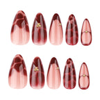 [Wine Red Petals]   Medium/Almond Nails    press on nails   24pcs/set