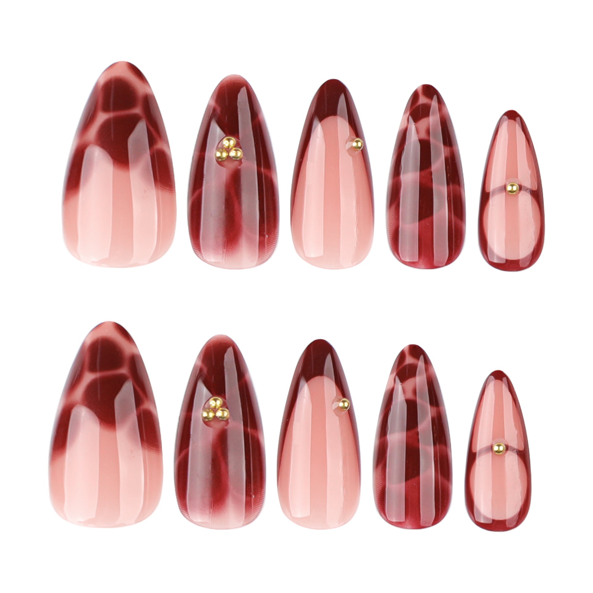 [Wine Red Petals]   Medium/Almond Nails    press on nails   24pcs/set
