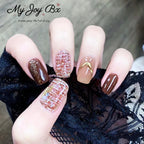 [Grace Red Lattice]  Medium/Squoval press on nails  24pcs/set