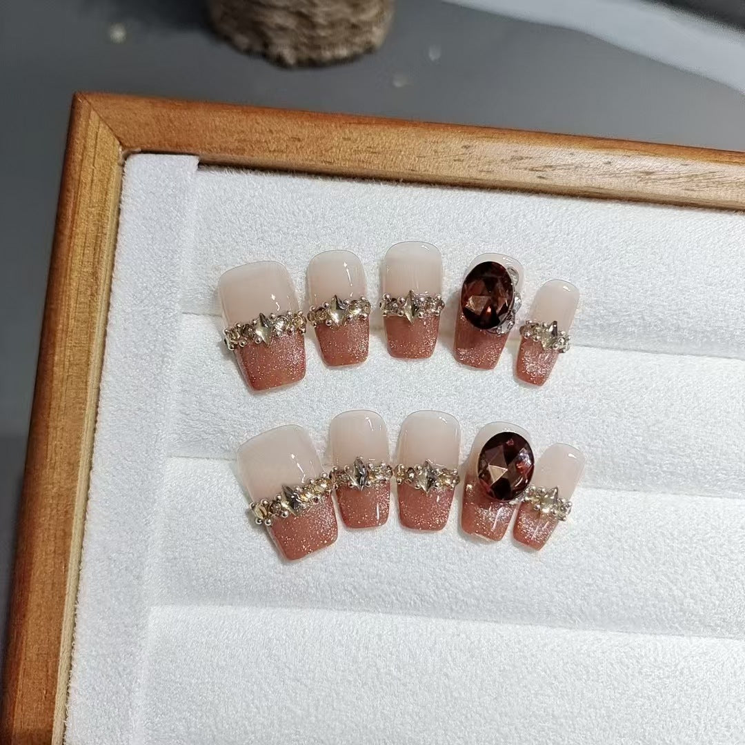 [Diamond Queen]   Medium/Squoval press on nails  10pcs/set