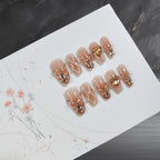 [Golden Princess]   Medium/Oval press on nails  10pcs/set