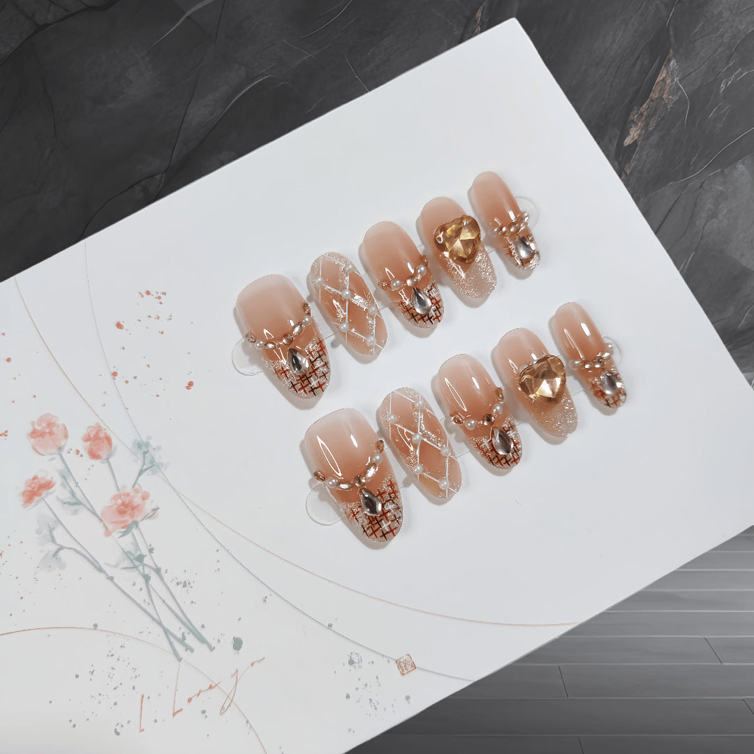 [Golden Princess]   Medium/Oval press on nails  10pcs/set
