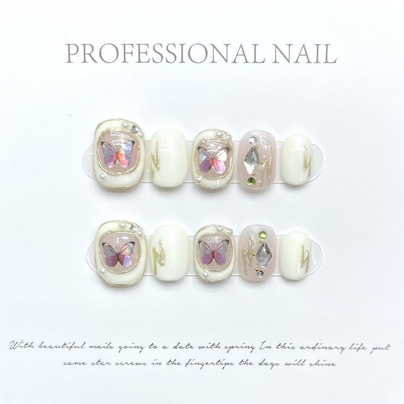 [Baroque butterfly]   (Handmade press on nails)  Short/Squoval Nails 10pcs/set