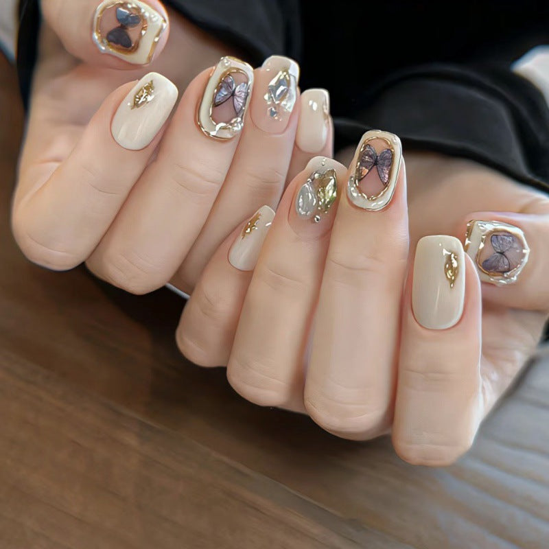 [Baroque butterfly]   (Handmade press on nails)  Short/Squoval Nails 10pcs/set
