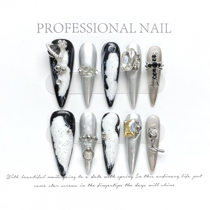 [Silver Planet]   Long/Stiletto Handmade press on nails  10pcs/set