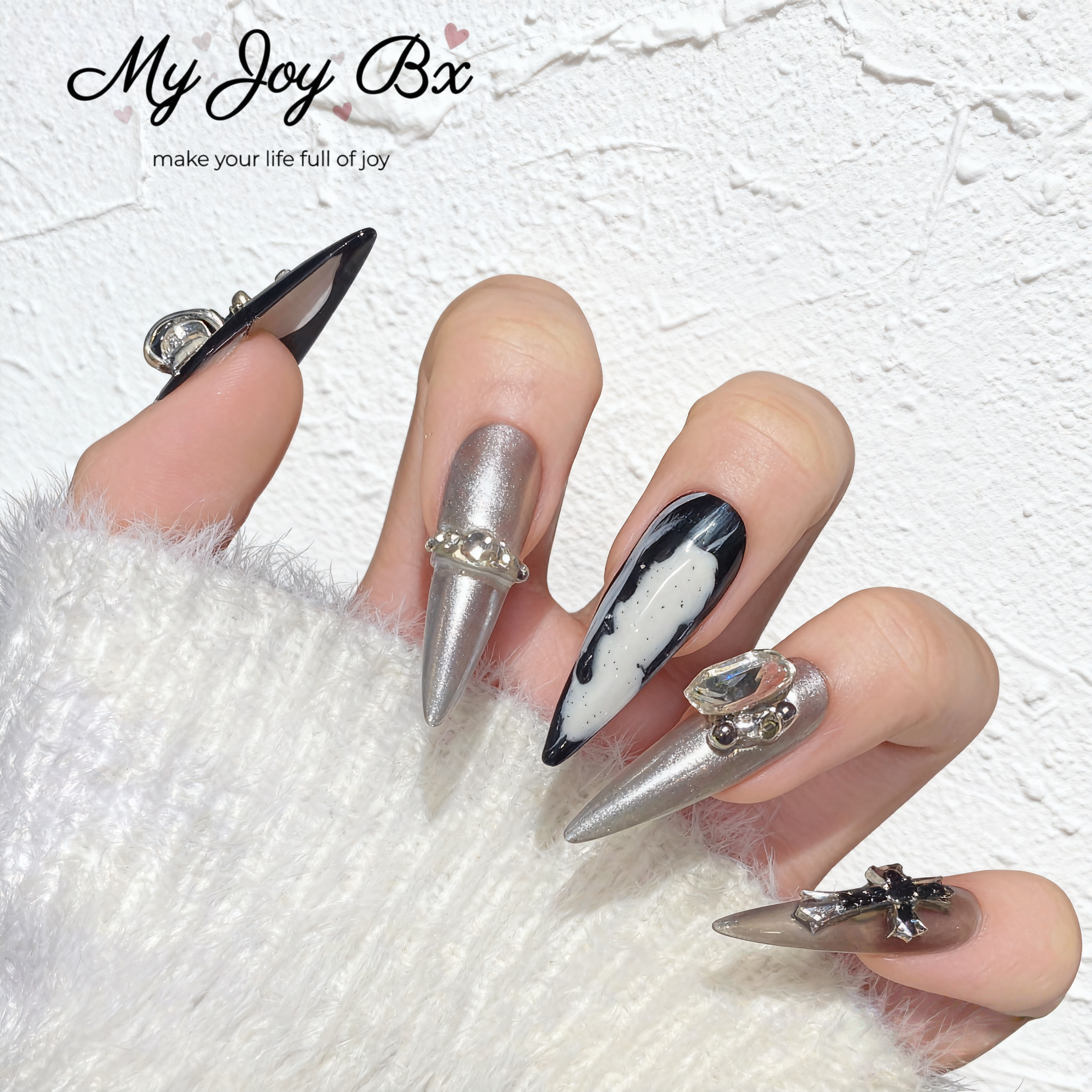 [Silver Planet]   Long/Stiletto Handmade press on nails  10pcs/set